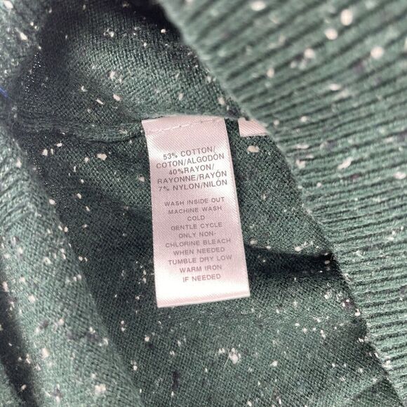 ANN Taylor LOFT Sweater Women's Small Green Christmas Knit Hi-Low Hem Pullover - Picture 3 of 9